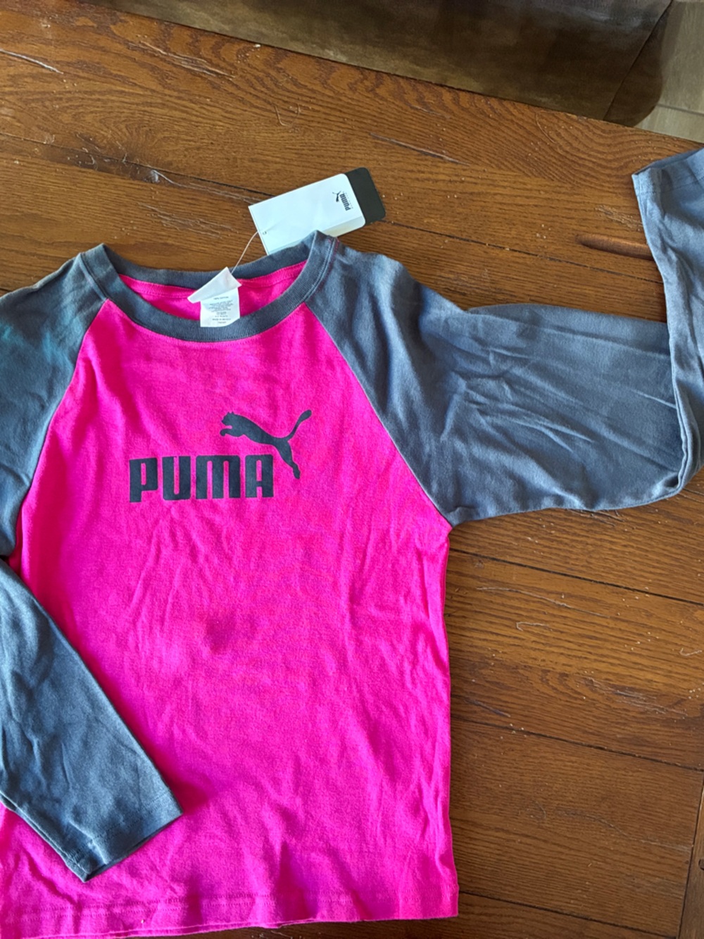 Puma Hot Pink and Gray Raglan Baseball Shirt